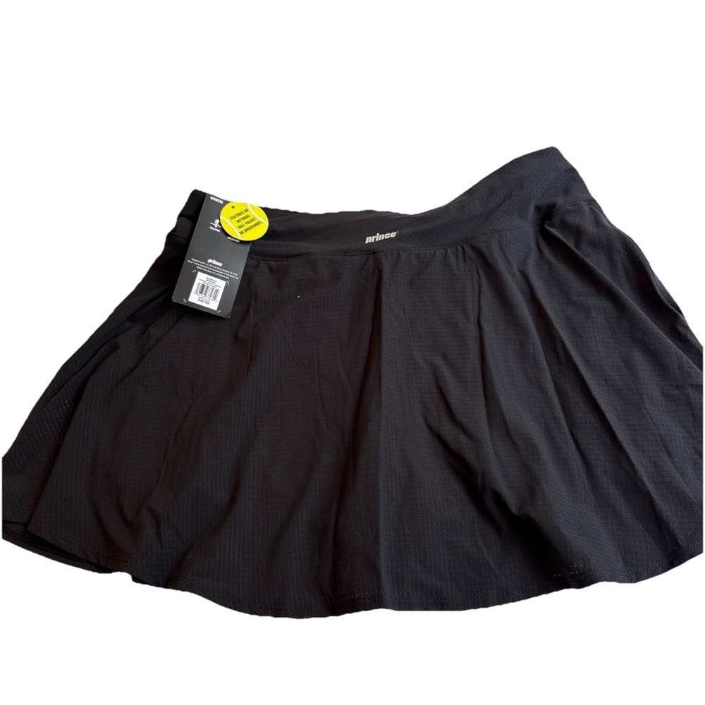 New Prince Tennis Skort MEDIUM Black Skirt W/ Shorts Pull On NWT Pocket‎ Stretch